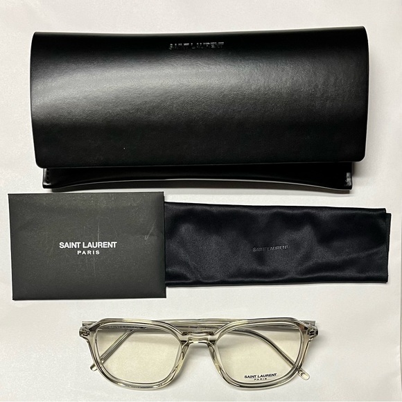 NEW Saint Laurent 53mm Transparent Round Optical Eyeglasses Beige - Picture 2 of 12
